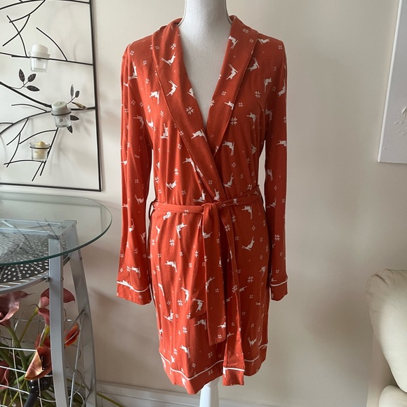 Cosabella Sahara Ski Trip Print Cozy Pima Cotton Blend Robe Size Large NWT - Picture 8 of 12
